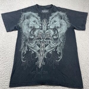MMA Elite Shirt Mens Small Black Roaring Lions Cross Graphic Tee MMA Fight